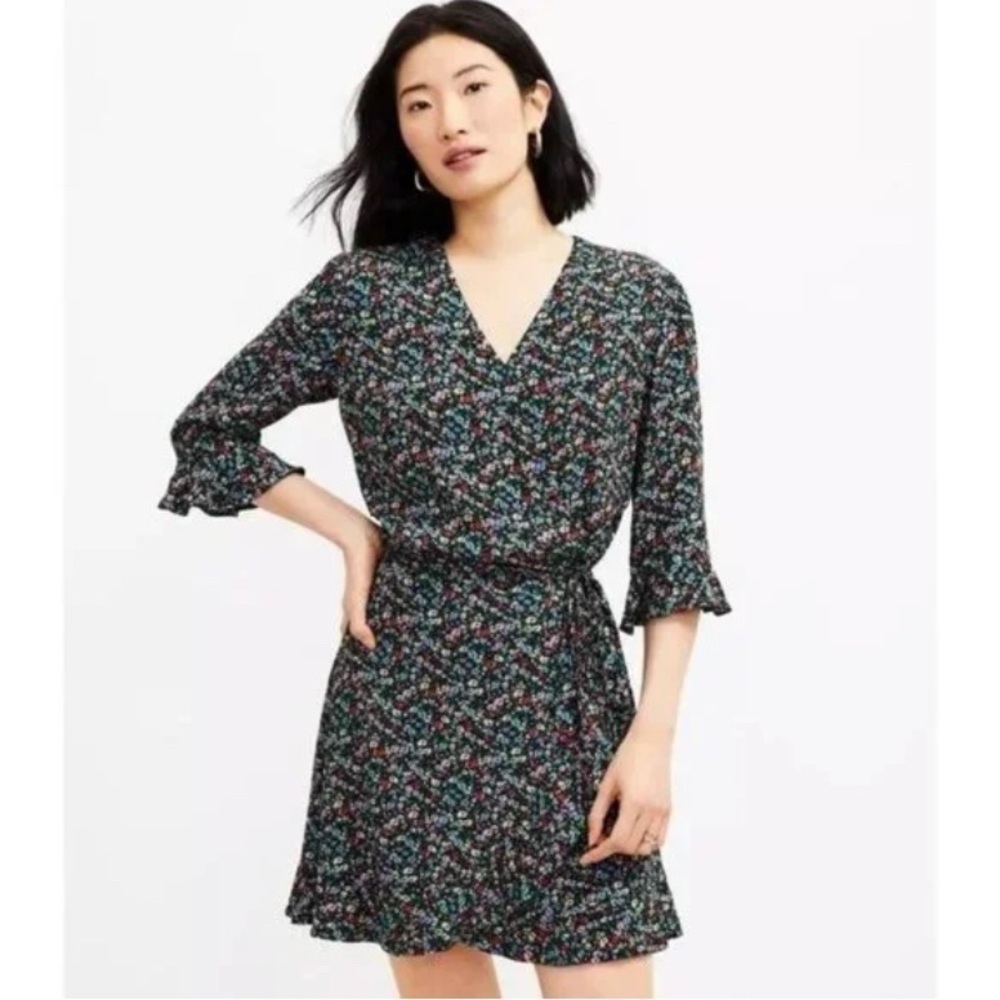 LOFT Floral ruffle trim skort dress size XL